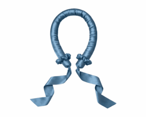 Шовкові бігуді з натуральним наповнення зі стрічкою-фіксатором блакитні MOLODO